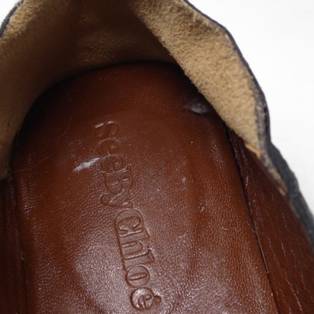 See By Chloe Womens Aryel Loafers Black Leather Gold Chain Link Detail 36 / 6 - Picture 9 of 10